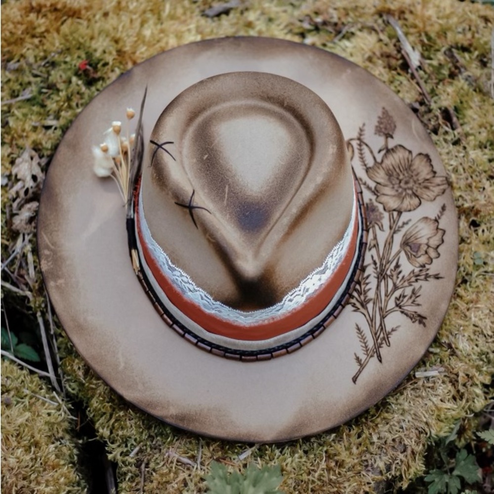 Rustic Revival Custom Brown Floral Western Hat